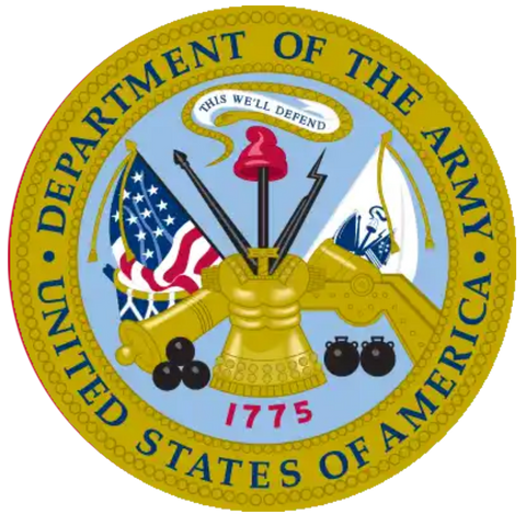 U.S. Army Seal with eagle and green background.